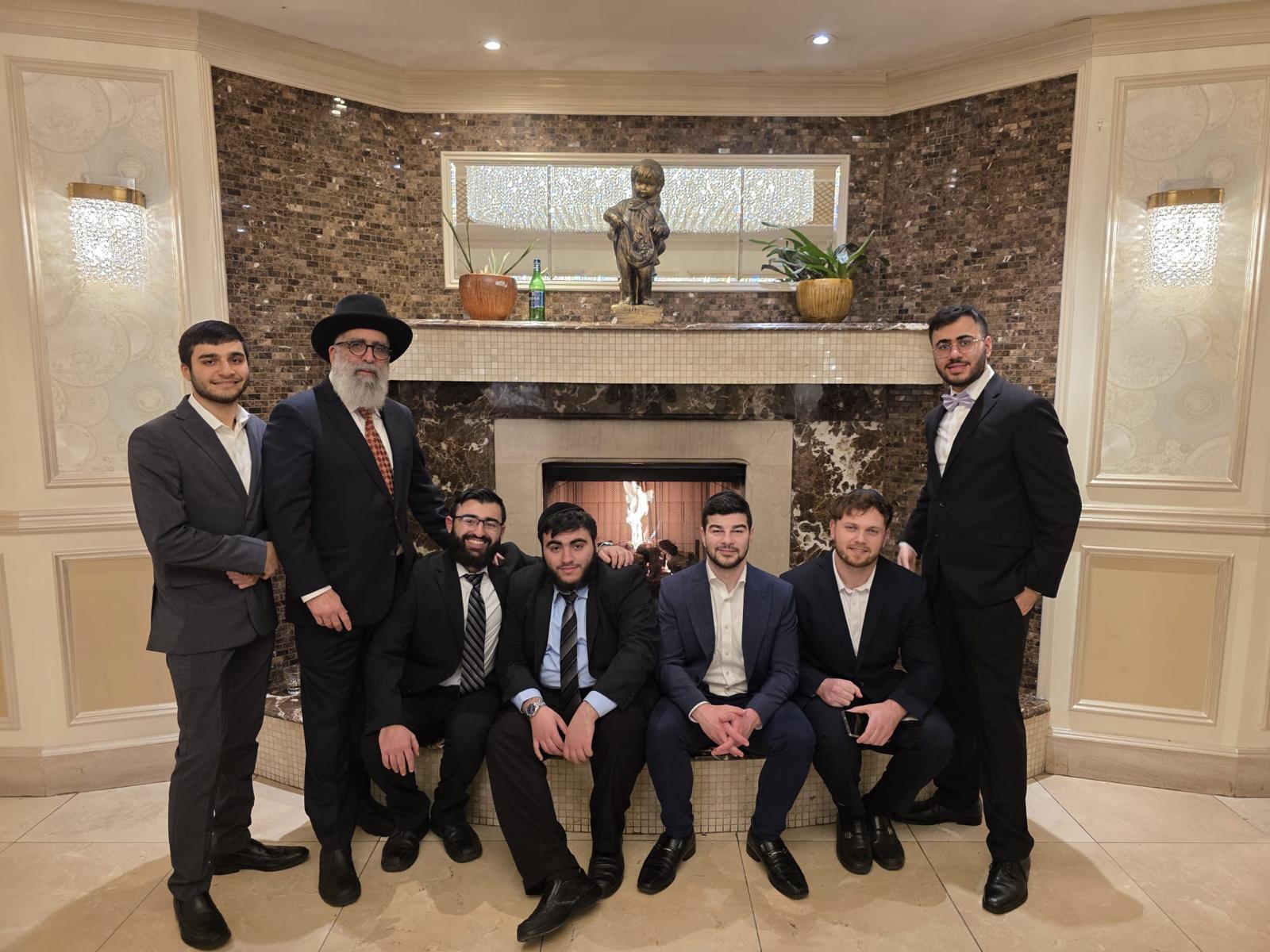 Annual gala by fireplace